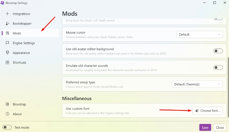 Bloxstrap font settings